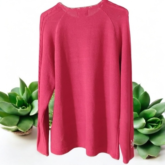 Woolrich Snowflake Sweater Ruby Red Lambswool Trim and Snowflake. Size X…​ - Picture 4 of 9